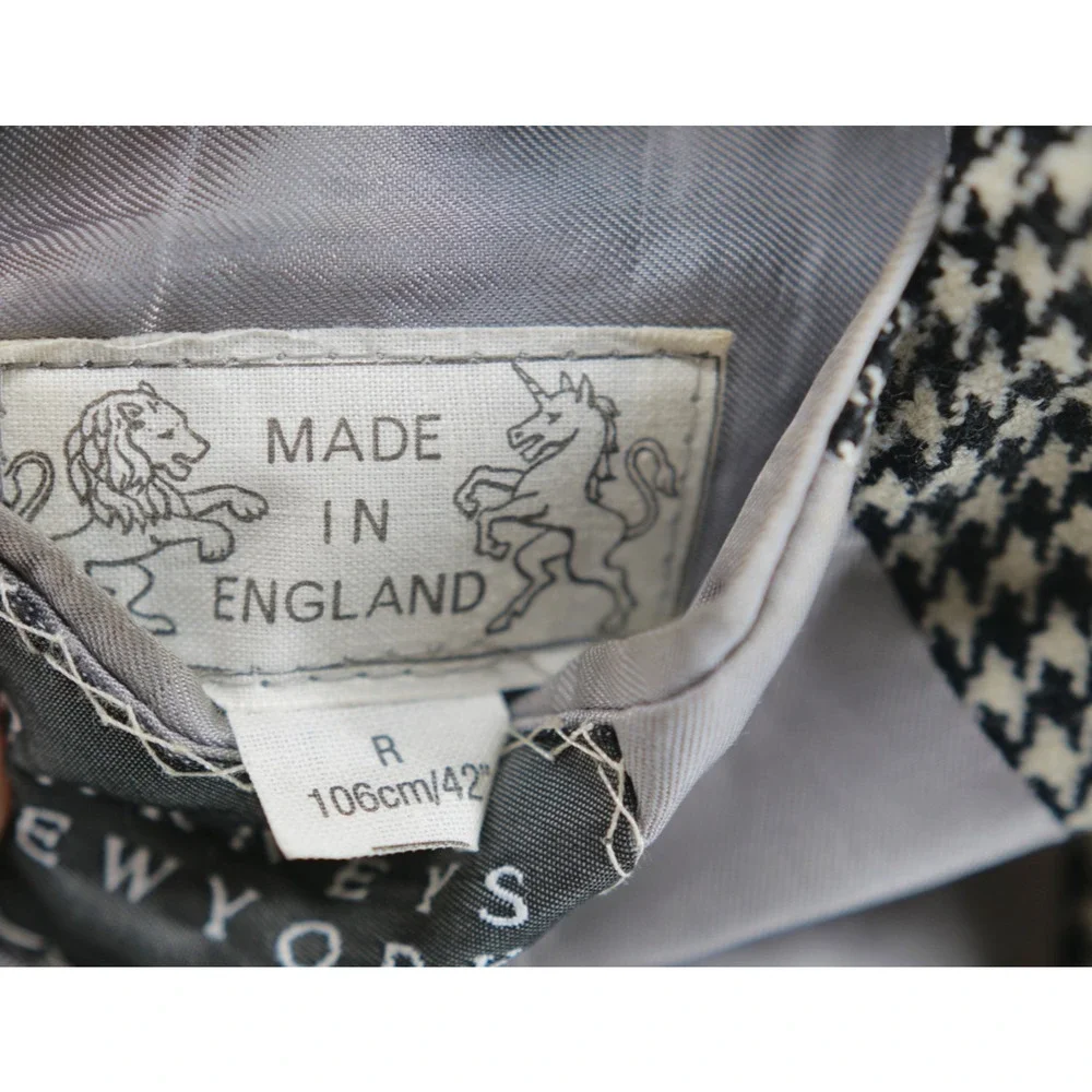 Vintage H. HUNTSMAN & SONS Houndstooth Blazer 42R Made in England Suit Jacket